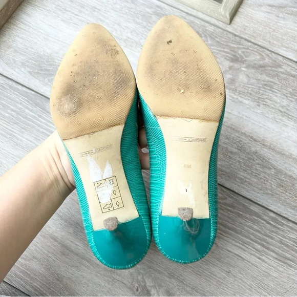 Circa Joan and David  Turquoise Textured Patent Leather Pumps - Picture 7 of 12
